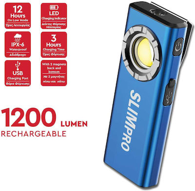 AlpinPro Rechargeable Flashlight LED Waterproof Dual Function with Maximum Brightness 1200lm Slim Pro