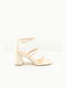 Sante Synthetic Leather Women's Sandals with Ankle Strap Off White with Chunky High Heel