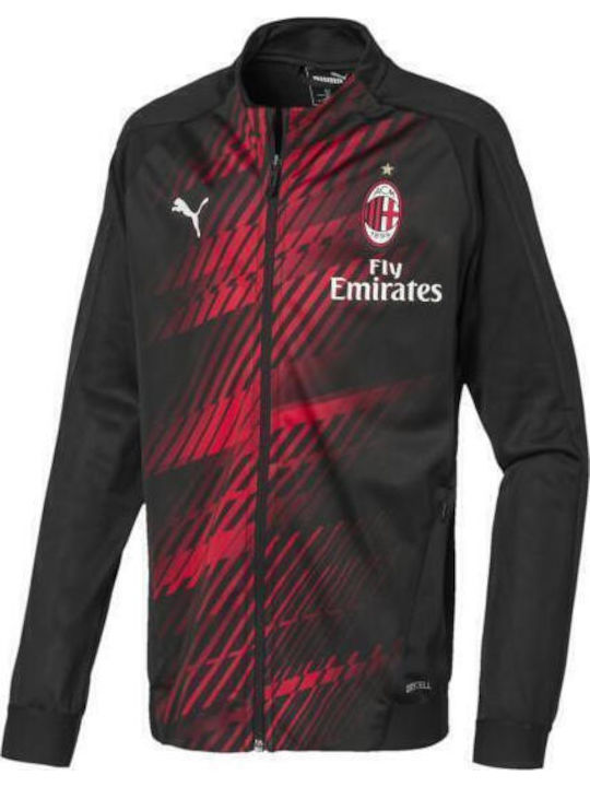 Athletic Kids Sweatshirt Cardigan with Hood Black AC MILAN