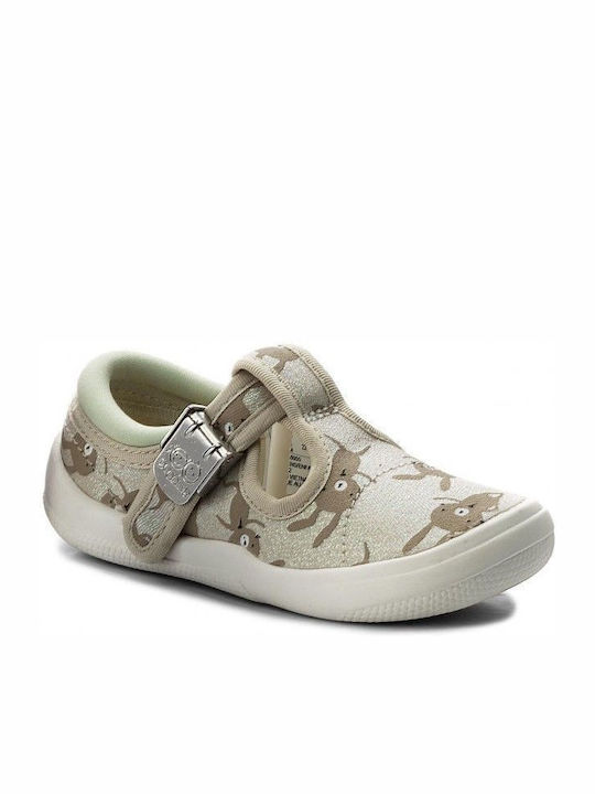 Kids Ballerinas Briley Bow with Adjustable Metal Clasp Beige