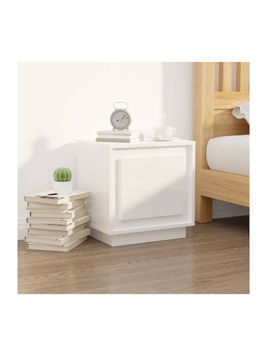 Wooden Bedside Table White 44x35x45cm