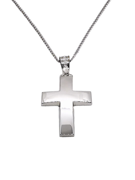 Triantos Crucifix din Aur Alb de 14K cu Lanț 1....