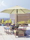Round Metal Garden Parasol Beige Diameter 2.62xHeight 2.43m