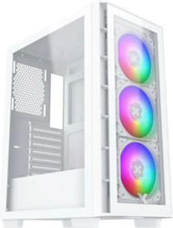 Xigmatek Elite One Jocuri Turnul Midi Cutie de calculator cu fereastră laterală și iluminare RGB Alb