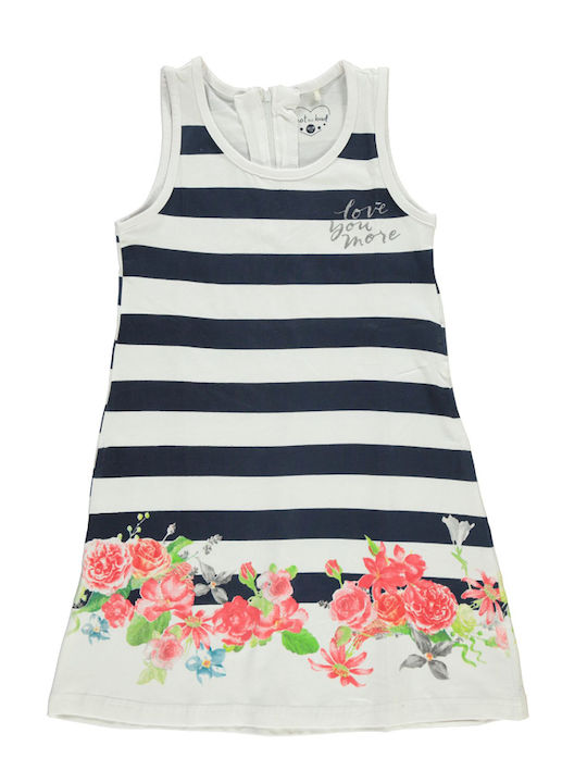 Dress "Flowers" White/Blue