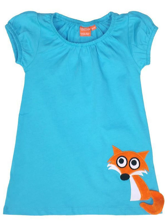 Short Sleeve Dress Fox Blue - light blue