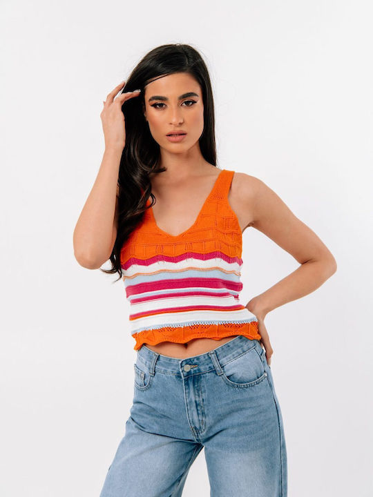 Freestyle Damen Sommer Bluse Baumwolle mit Trägern & V-Ausschnitt Orange