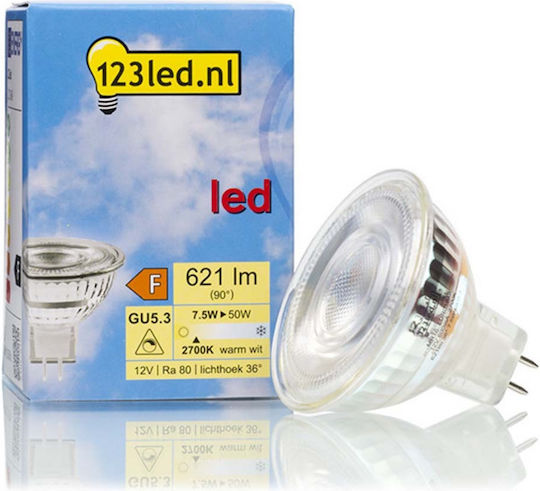 123led Λάμπα LED 7.5W για Ντουί GU5.3 Θερμό Λευκό 621lm Dimmable