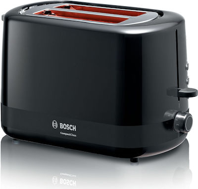 Bosch CompactClass Toaster 2 Slots 800W Black