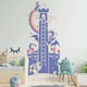 Caravelshop Kids Growth Height Chart Wall Sticker with Design Animals the Castle Dragon Blue 150cm