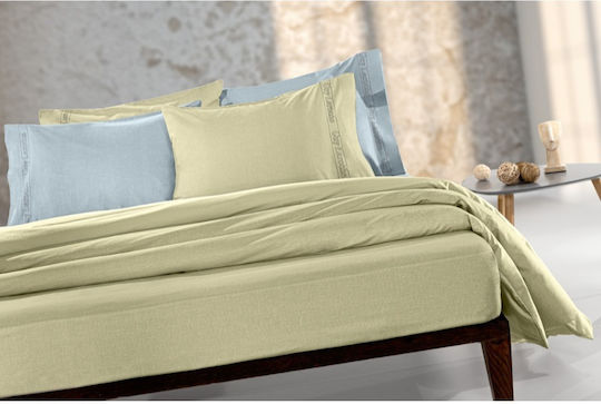 Guy Laroche Cearșaf Super dublu cu Elastic 160x200+32cm. Color Plus Olive