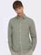 Long-sleeved Linen Shirt Khaki