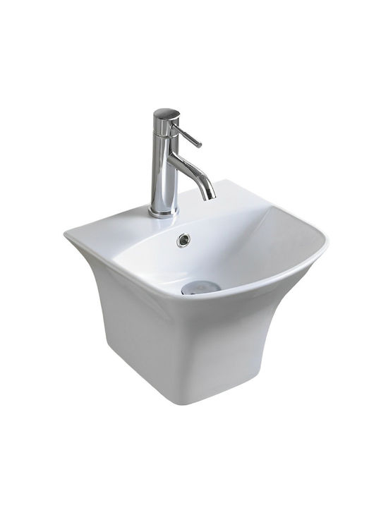 Inter Ceramic 3535 An der Wand montiert Wandhängendes Waschbecken Porzellan 35.5x28cm Weiß