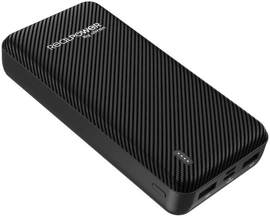 RealPower PB-20000 SE Power Bank 20000mAh cu Port USB-A și 2 Porturi USB-C Negru