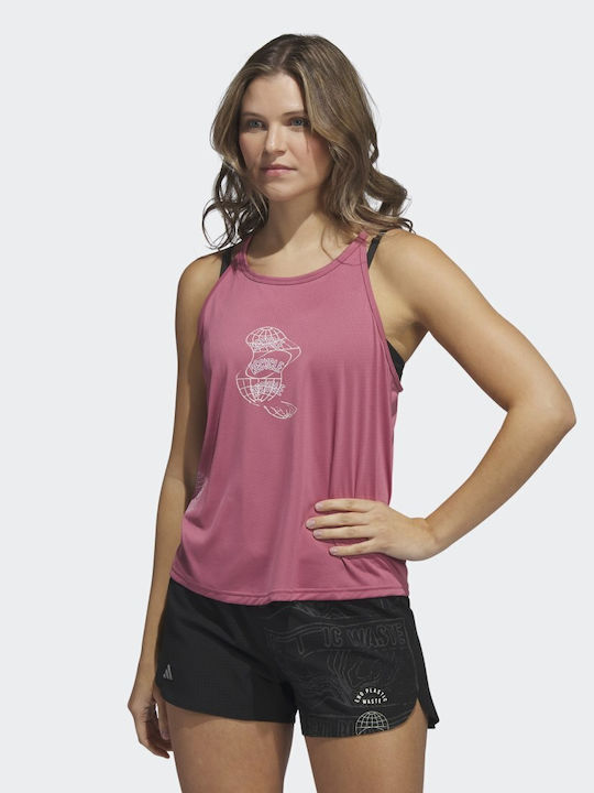 Adidas Women's Athletic Blouse Sleeveless Pink Strata