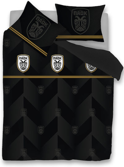 Vesta Home Σετ Σεντόνια Υπέρδιπλα Βαμβακερά Paok Μαύρο 240x260cm 4τμχ