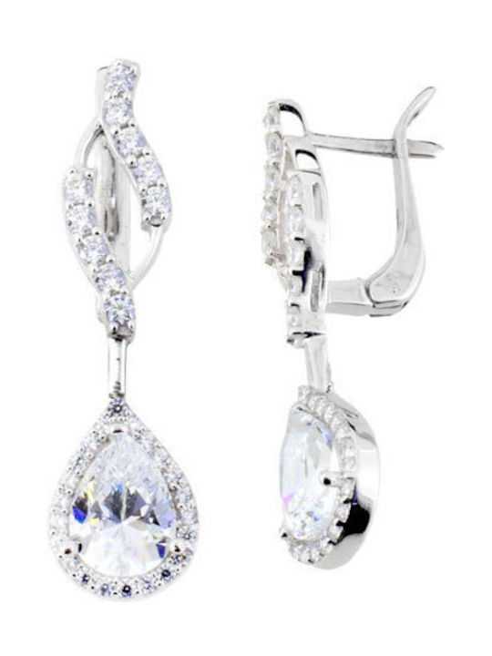 14K White gold earrings with cubic zirconia