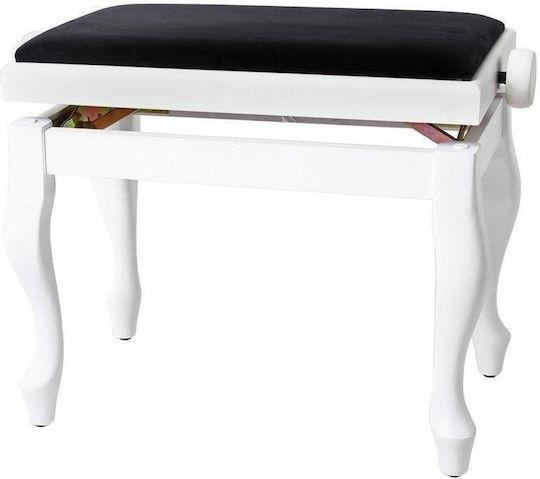 Gewa Deluxe Classic Σκαμπό Πιάνου Ρυθμιζόμενο Satin White Μ52xΠ30xΥ45-57cm