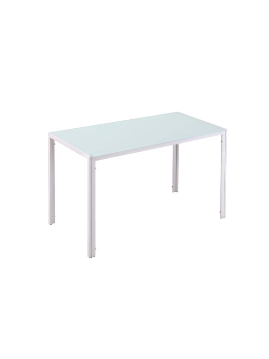 Table Dining Room with Glass Surface White 120x60x75cm