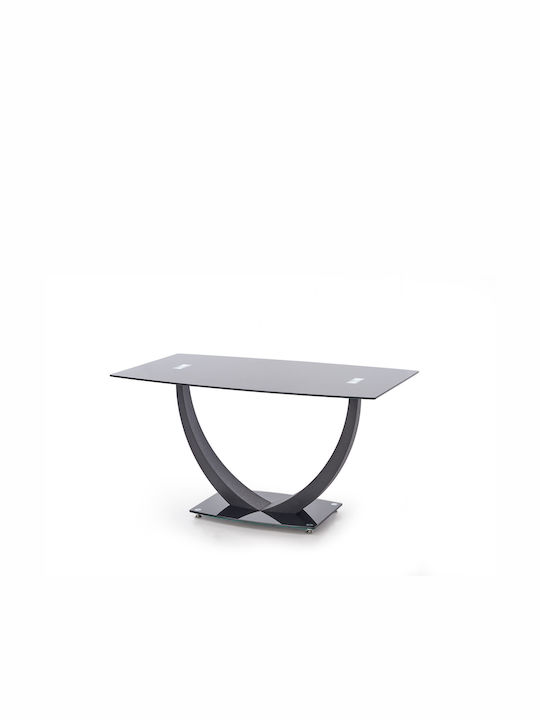 Anton Table Dining Room with Glass Surface Black 140x80x75cm