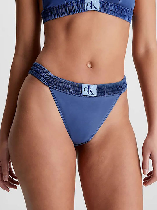 Calvin Klein Bikini Slip Ψηλόμεσο Navy Μπλε