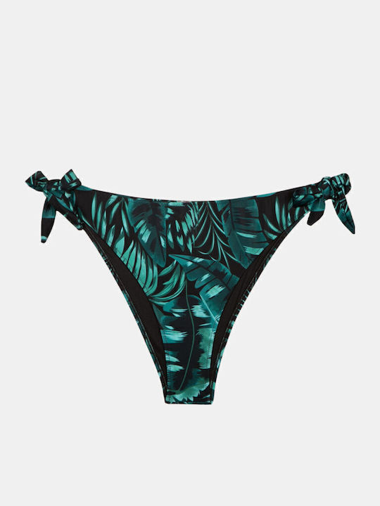Plus Size Bikini Slip με Κορδονάκια Πράσινο