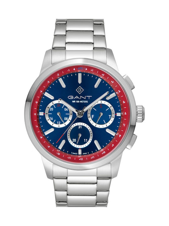 Gant Middletown Men's Watch 45mm Chronograph Battery with Silver Metal Bracelet