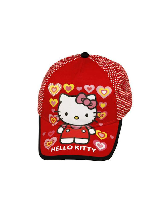 Stamion Pălărie pentru Copii Jockey Tesatura Hello Kitty Roșu