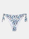 Plus Size Dreams Print Bikinihosen Slip mit Schnürung Hellblau