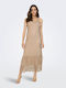 Only Summer Maxi Evening Dress Open Back with Ruffle Beige