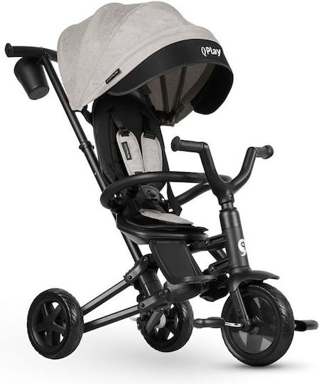 Q Play Kids Tricycle Bicycle Nova Niello Convertible with Storage Space,  Tent Parental Handle for 10+ Months Gray 01-1212065-01