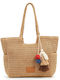 Verde Stroh Strandtasche Beige