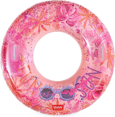 Legami Milano Tropical Kids Inflatable Floating Ring with Handles Pink with Glitter