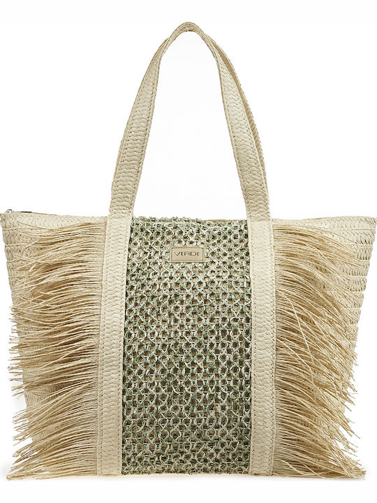 Verde 14-182 Stroh Strandtasche Grün