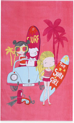 Nef-Nef Surfer Girls Kids Beach Towel Pink 120x70cm