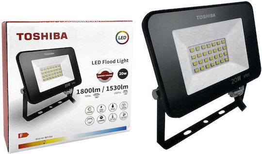 Toshiba Waterproof LED Floodlight 20W Warm White 3000K IP65