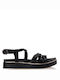 Envie Shoes Flatforms Synthetic Leather Women's Sandals with Ankle Strap Black