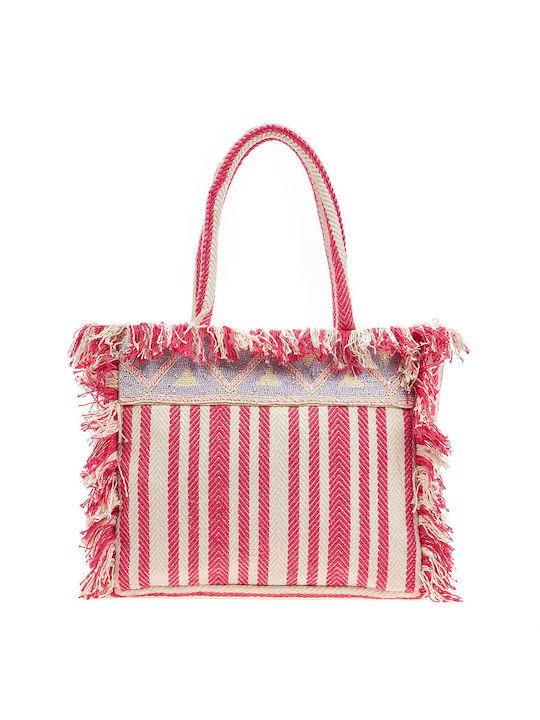 Verde Beach Bag Pink with Stripes