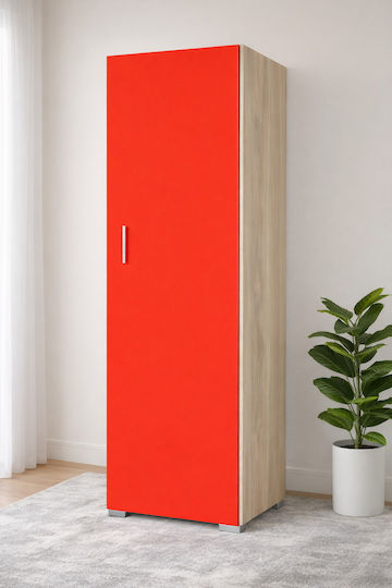 G1 Μονόφυλλη Ντουλάπα Δρυς-Κόκκινο 48x50x180cm