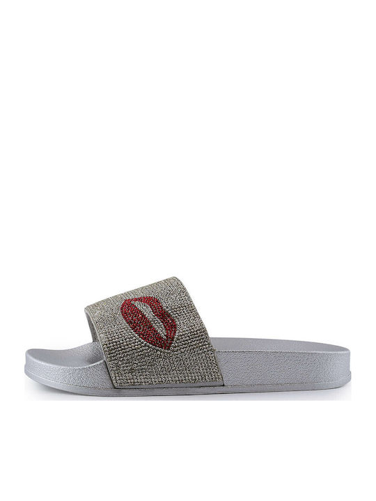 Love4shoes 2288-0183 Women's Slides Silver