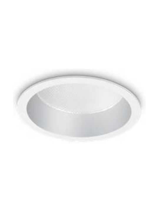 Ideal Lux Στρογγυλό Μεταλλικό Χωνευτό Σποτ με Ενσωματωμένο LED και Θερμό Λευκό Φως Λευκό 10.3x10.3εκ. 1τμχ