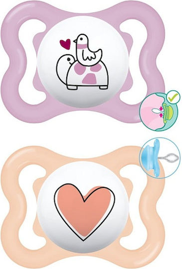 Mam Pacifiers Silicone Turtle - Heart - Pink - Orange for 2-6 months 2pcs