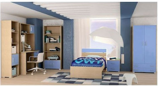 Σετ Παιδικού Δωματίου Note Hellblau Eiche 7Stück mit Bett für Matratze 90x190cm