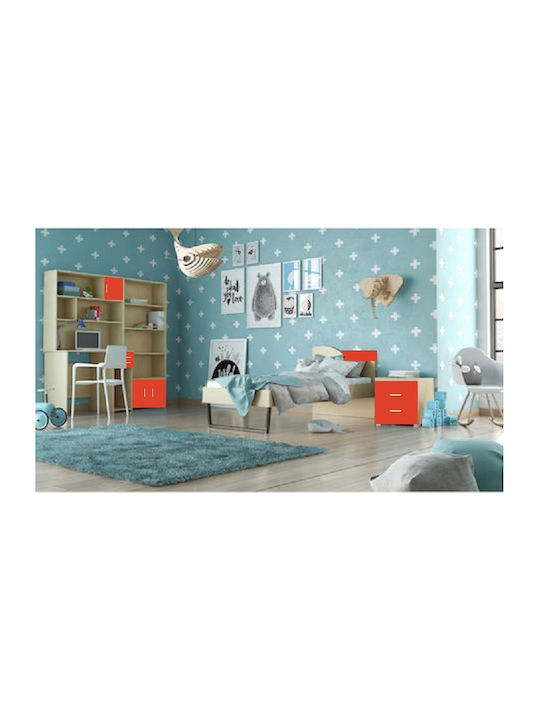 Σετ Παιδικού Δωματίου Bogen Rot Eiche 5Stück mit Bett für Matratze 110x190cm