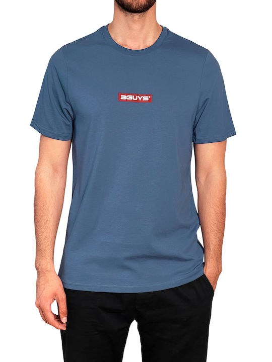 3Guys Logo 61-4569 T-shirt Bărbătesc cu Mânecă Scurtă Albastru 1-123-1-61-4569