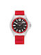 Tommy Hilfiger Ryan Watch Battery with Leather Strap In Black / Red Colour