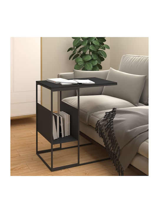 Rectangular Side Table Wooden Black M55xW36xH59...