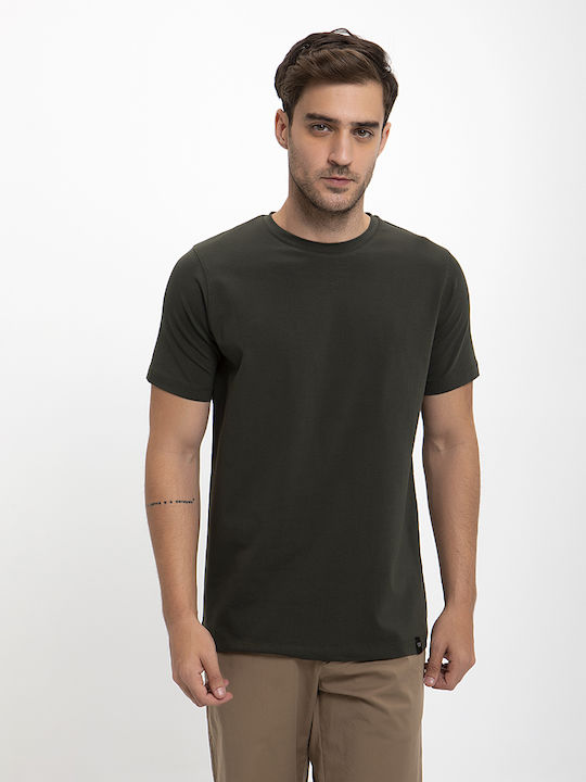 T-Shirt μονόχρωμο Modern Fit Commander Χακί