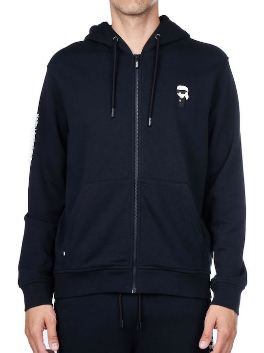 Karl Lagerfeld Men's Sweatshirt Jacket with Hood Navy Blue