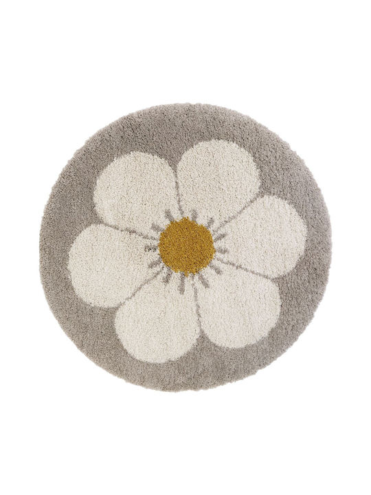 Nattiot Bohemian Daisy Kinder Teppich Gray Rund mit Durchmesser 120cm